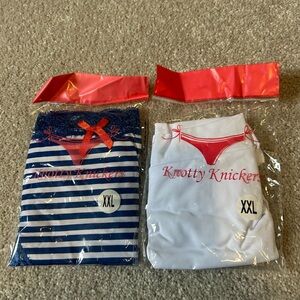 🔥🆕🔥Knotty Knickers Striped and White Underwear Set XXL